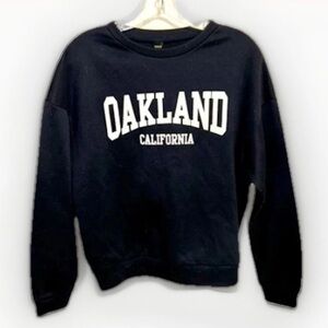 Shein Women's OAKLAND Letter Graphic Pullover Navy Sweatshirt Size Small